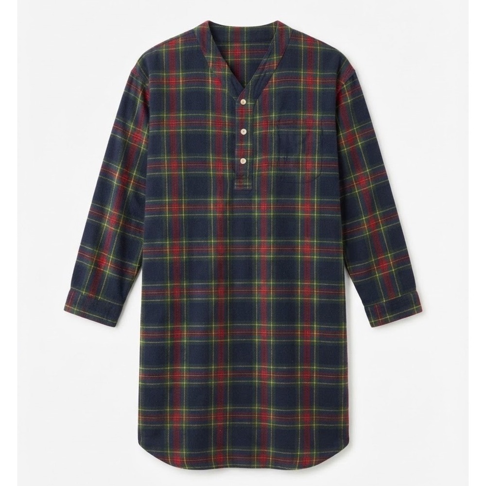 Banana Republic XL Flannel Nightshirt Plaid Cotton Henley Sleep Dress Portugal
